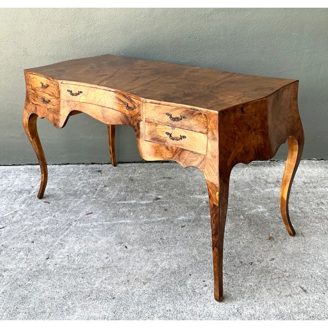 Vintage Italian Burl Wood Writing Desk For Sale - Image 11 of 12