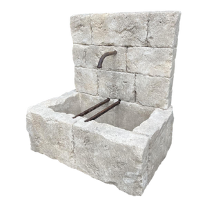 Le Chaux Hand Carved and Distressed Limestone Block Fountain From the South of France