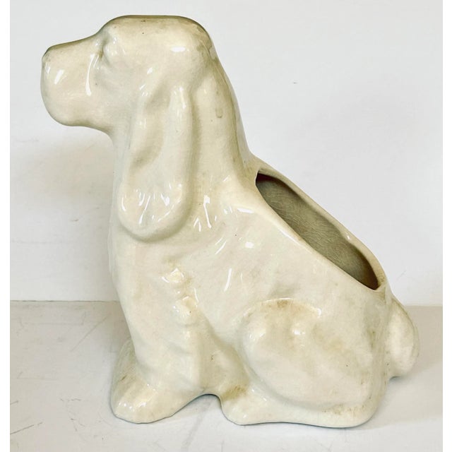 Mid-Century Modern Shawnee White Pottery Spaniel Dog Planter/Vase For Sale - Image 3 of 6