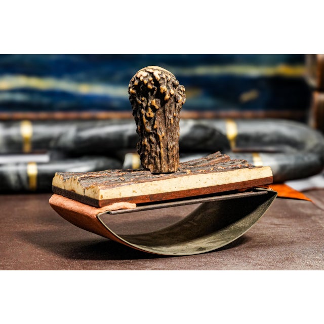 Brown Rustic Victorian Hunting Trophy Antique Antler Desk Set Paperweight Blotter For Sale - Image 8 of 14