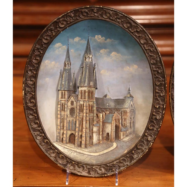 Bring the architectural highlights of France into your home with this pair of colorful, antique decorative earthenware...