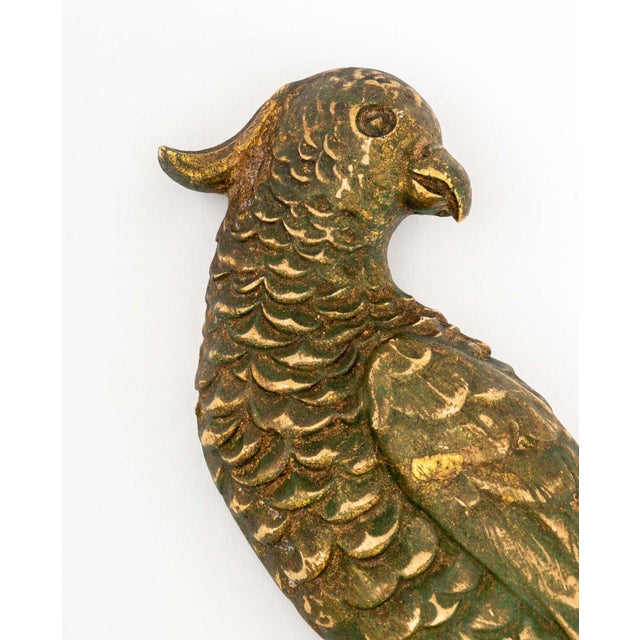 Pair of Palladio Painted and Gilt Wood Sconces with Parrots and Tole Arms. 22" H x 15" W x 5" D. Provenance: From an East...