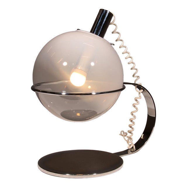 Italian Chrome and Glass Table Lamp, 1960 For Sale