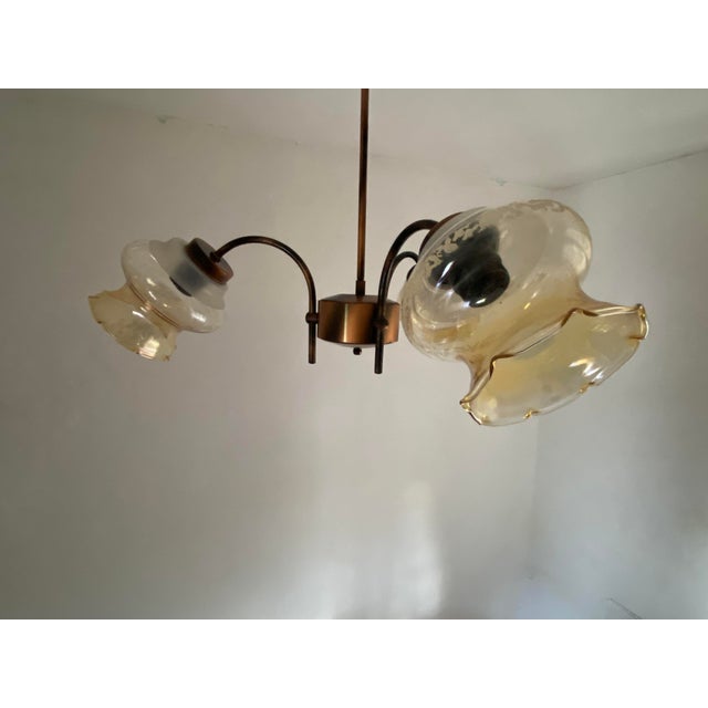 Mid-Century Modern Vintage Three-Light Chandelier by Kaj Dol Pri Hrastniku, Slovenia, 1990s For Sale - Image 3 of 13