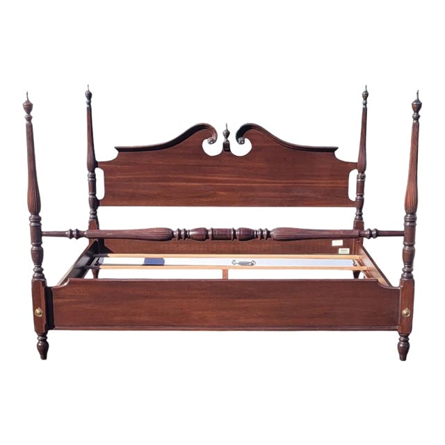 Late 20th Century Ethan Allen Georgian Style Four Post King Bed For Sale