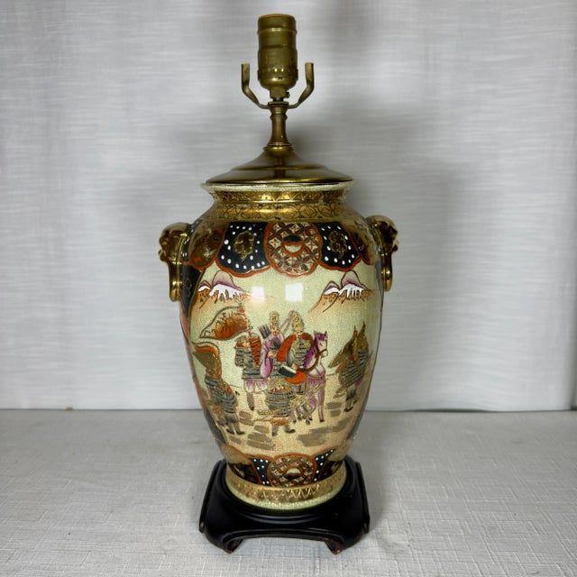 1970s Satsuma Style Chinoiserie Lamp by Turtle and Crane For Sale - Image 11 of 17