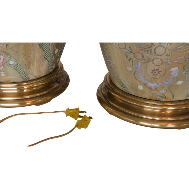 Large Frederick Cooper Ginger Jar Lamps With Brass Hardware - A Pair For Sale In Salt Lake City - Image 6 of 7