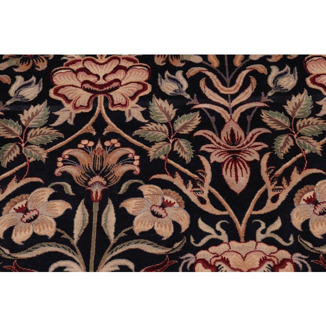 Shabby Chic Shabby Chic 1990's Floral Pak-Persian Black/Green Wool Rug - 8'2'' X 10'4'' For Sale - Image 3 of 9