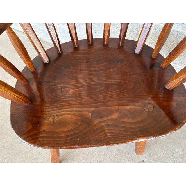 Mid 20th Century Hunt Country Furniture Oak & Pine Dining Captains Chairs - A Pair For Sale - Image 5 of 12