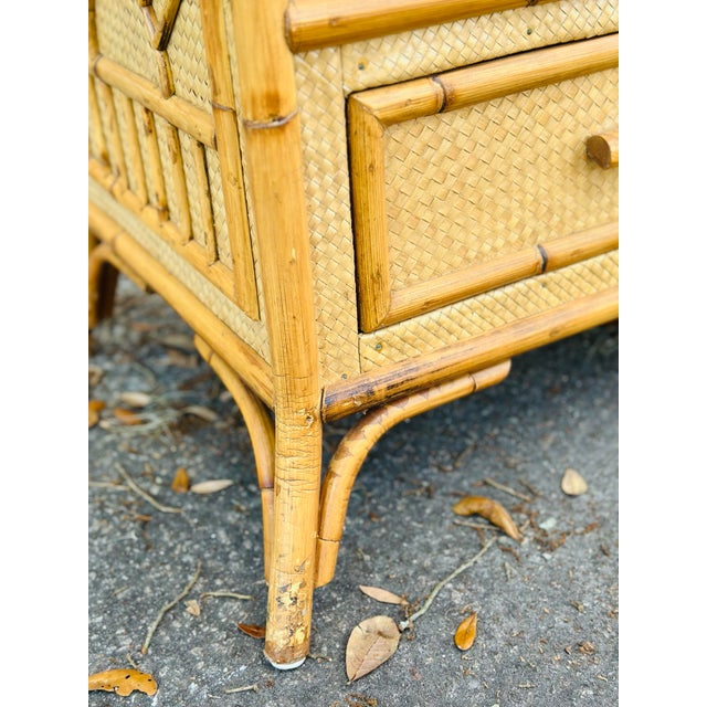 Brown Vintage Rattan and Cane Dresser For Sale - Image 8 of 9
