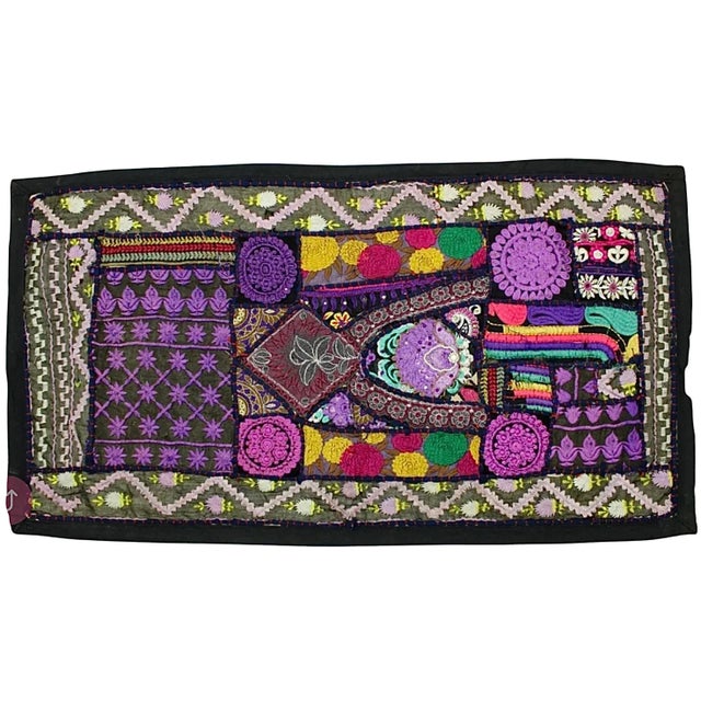 Mid Century Hand Embroidered Vintage Textile Fiber Art Wall Hanging Tapestry For Sale - Image 4 of 11