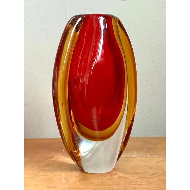 Vintage Murano Sommerso Glass Vase For Sale - Image 4 of 12