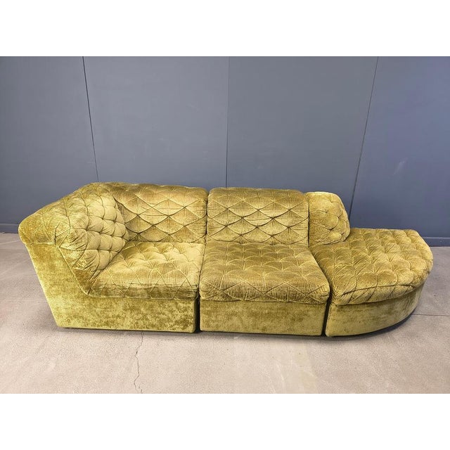 Gold Vintage Velvet Modular Sofa from Laauser, 1970s, Set of 3 For Sale - Image 8 of 10