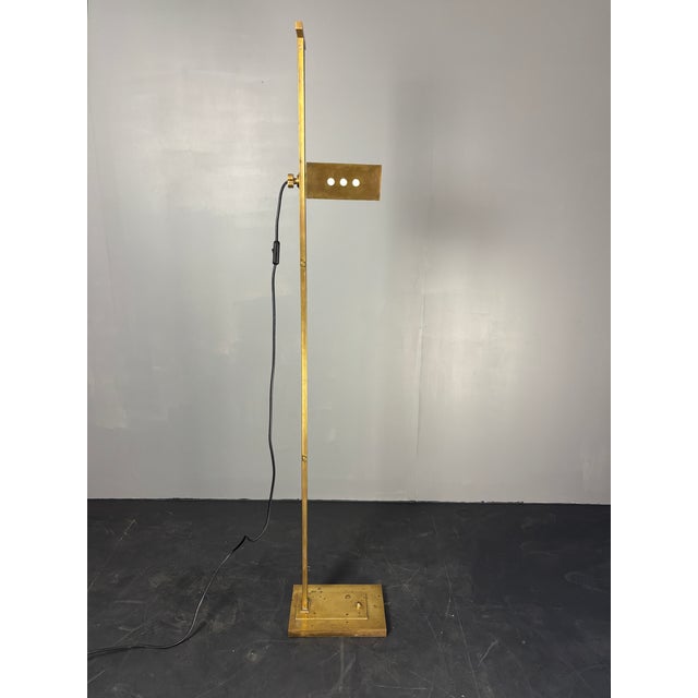 Art Deco Bauhaus Brass Adjustable Floor Lamp in the style of Marcel Breuer, 1980s For Sale - Image 16 of 18