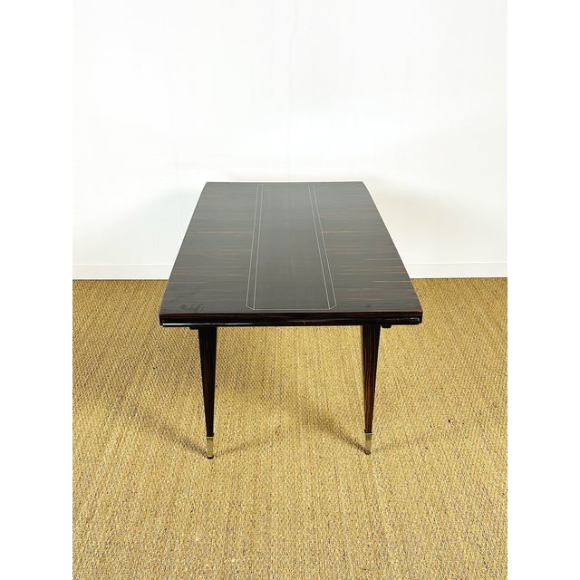 Art Deco Dining Table in Macassar Ebony with Extensions, France, 1940s For Sale - Image 17 of 18