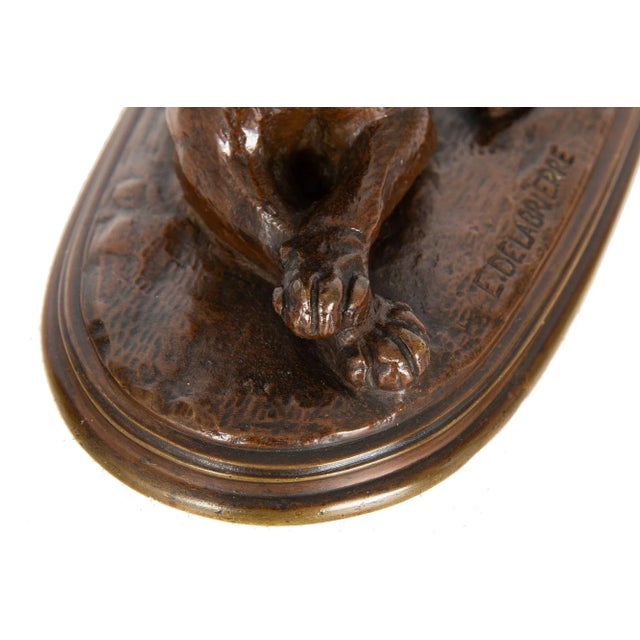 French Antique Bronze Sculpture of Tigress at Rest by Paul Edouard Delabrierre For Sale - Image 12 of 13