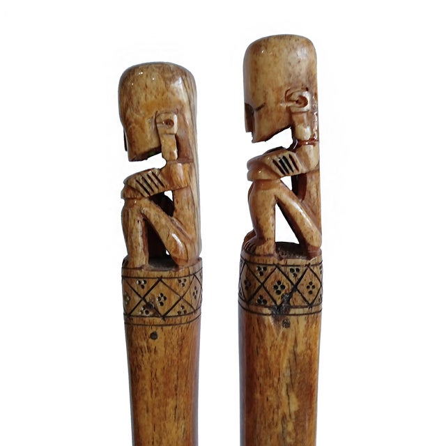 Hand-Carved Wooden Batons, Suar Wood, Borneo, Late 20th Century For Sale - Image 9 of 14