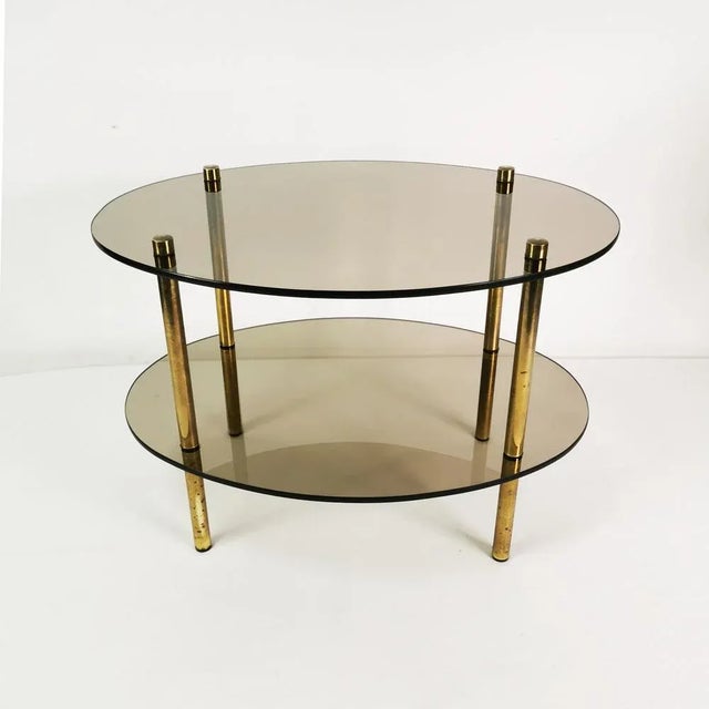 Table in Germany, 1960s. It is characterized by an economical, minimalist form. oval shape. Made: obstacle construction,...