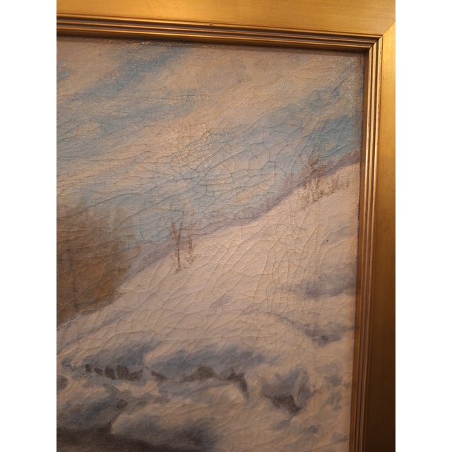 Early 20th Century Frederick John Mulhaupt Winter Scene Landscape Oil Painting For Sale - Image 9 of 11