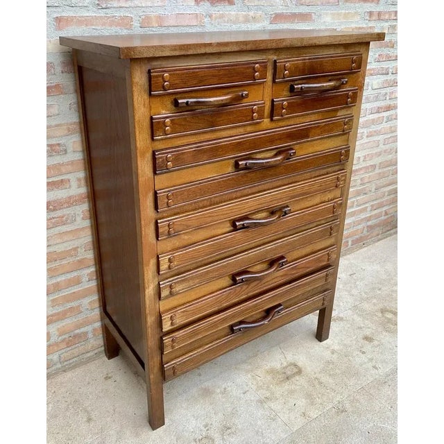 20th Century Spanish Tuscan Sifonier with Six Drawers in Carved Pine, 1950s For Sale - Image 6 of 12