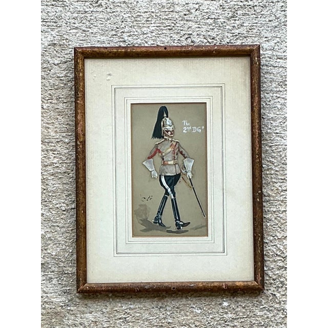 Antique Cavalry Officer Illustration in Wood Frame For Sale - Image 4 of 14