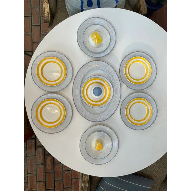Ceramic Metlox Pottery Yellow Banded Stripe Stoneware Plates- Set of 5 For Sale - Image 7 of 9