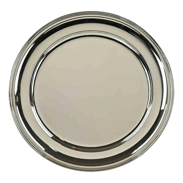 Vintage Silver-Plated Serving Plate, Italy, 1970s For Sale