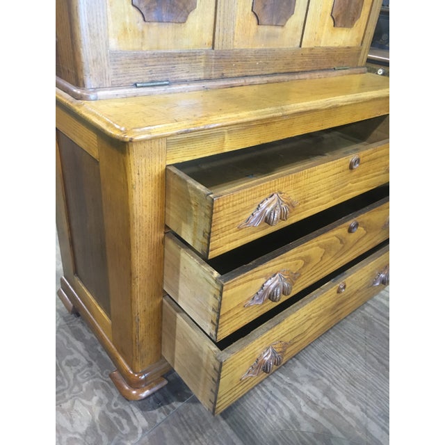 Wood Antique Oak & Walnut 2 Piece Drop Front Secretary Bookcase For Sale - Image 7 of 11