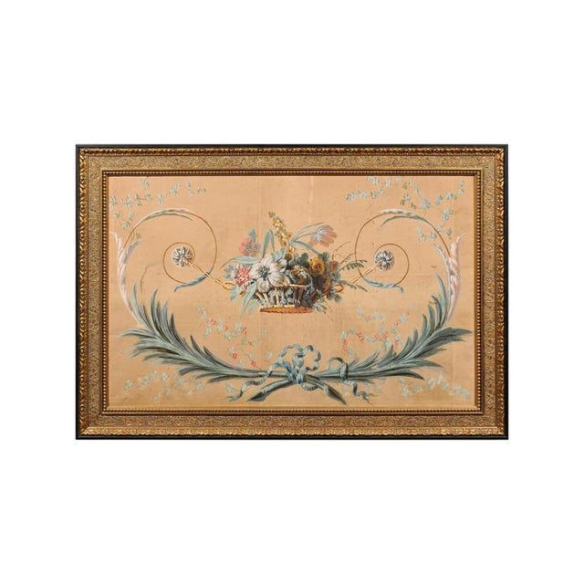 1790s French Directoire Period Floral Painted Panel in Gilded Frame For Sale - Image 12 of 12