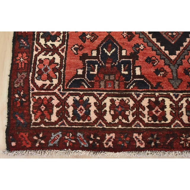 Hamedan Runner 3’6” X 8’10” Blue Wool Semi-Antique Tribal Hand-Knotted Rug For Sale - Image 11 of 14