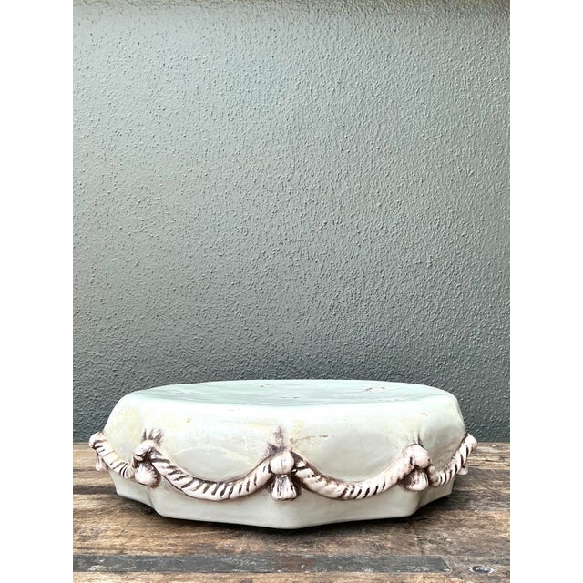 Vintage Glazed Ceramic Swag Pedestal For Sale - Image 12 of 12