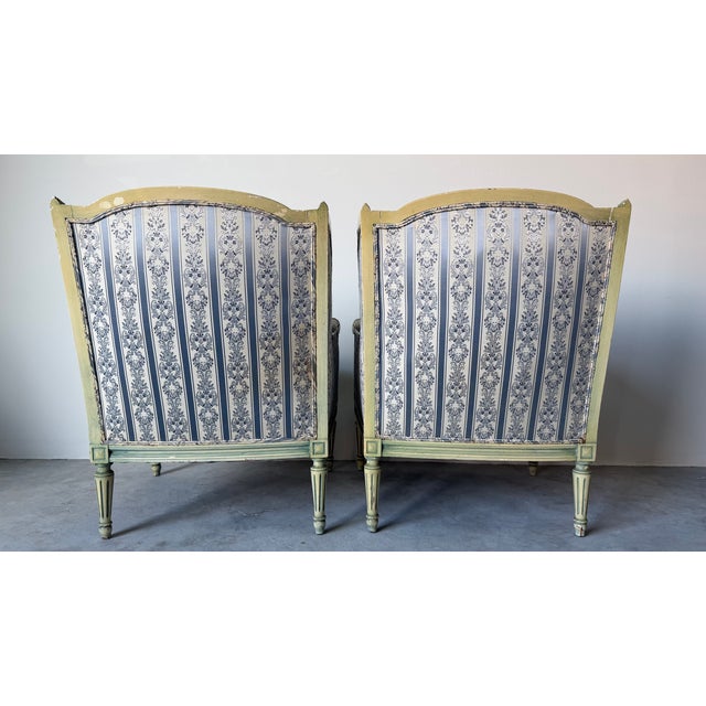 1970s Pair of French Louis XVI Style Carved Wood Armchairs For Sale - Image 9 of 18