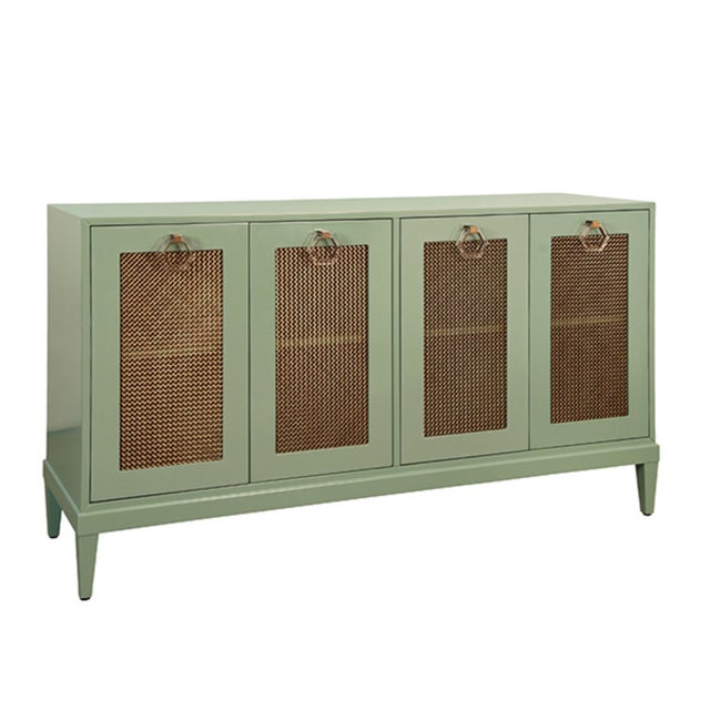 New special order item. Not vintage. The Marcella Teal Four Door Buffet brings sophisticated storage and style to any...