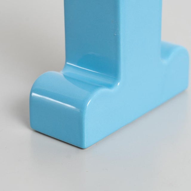 Ceramic Shiva Capsule Limited Edition Blue Vase 142/999 attributed to Ettore Sottsass For Sale - Image 7 of 12
