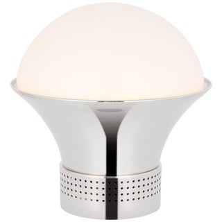 Kelly Wearstler by Visual Comfort Signature Precision Medium Table Lantern in Polished Nickel with White Glass For Sale