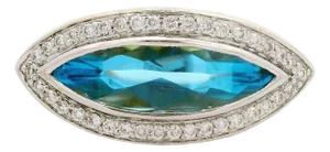 4.50 Carat Blue Topaz Diamond 18k Two-Tone Gold Halo Ring, Size 7