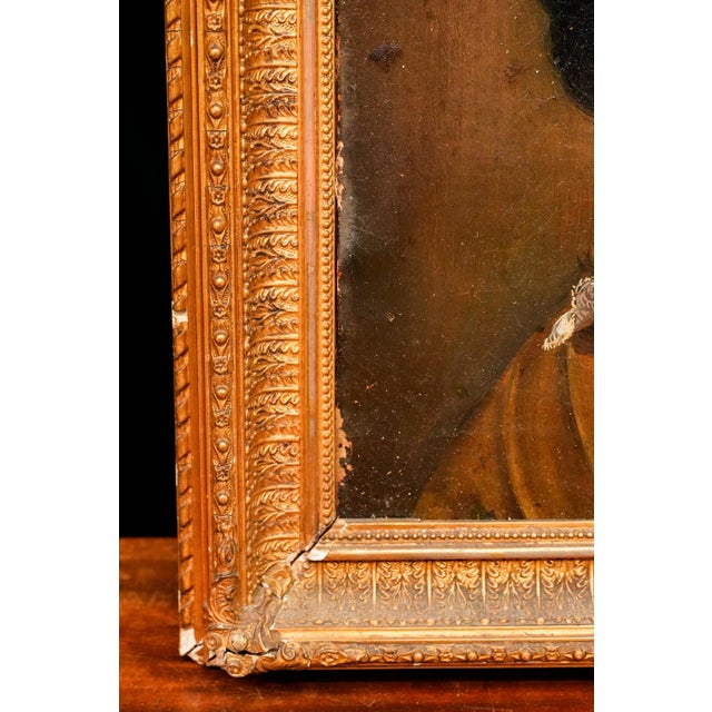 Opulent English Portrait of 18th Century Man Antique Oil Painting in Ornate Gold Frame Home Wall Decor For Sale - Image 10 of 14