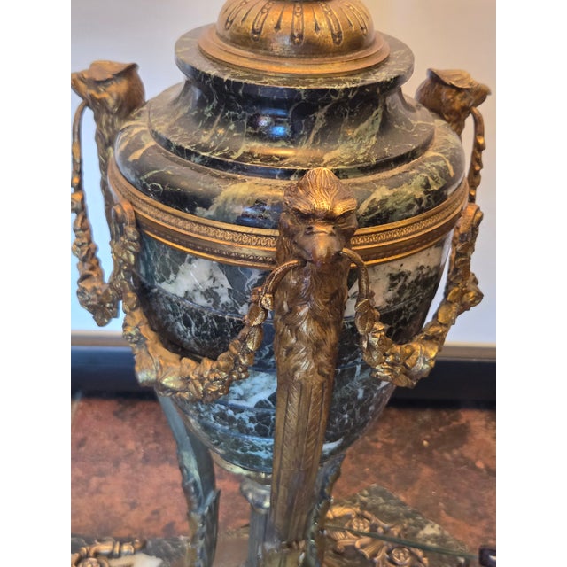 French Empire Ostriches Neoclassical Napoleonic Floor Lamp Marble, Bronze and Metals For Sale - Image 9 of 17