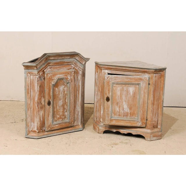 Baroque Swedish Late Baroque Corner Cabinet With Scraped Paint and Scalloped Base For Sale - Image 3 of 11