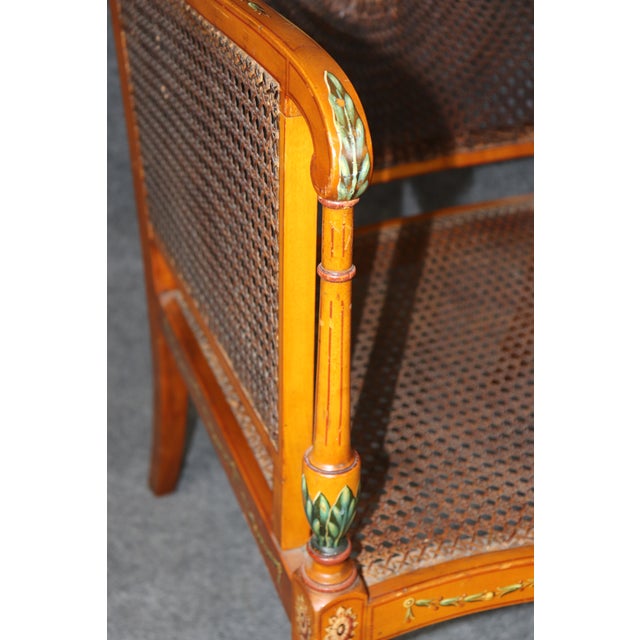 English Pair Antique 19th C Gillow & Co Adams Style Bergere Chairs For Sale - Image 3 of 7