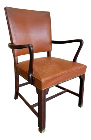 Danish Modern Leather Armchair in the Style of Fritz Hansen