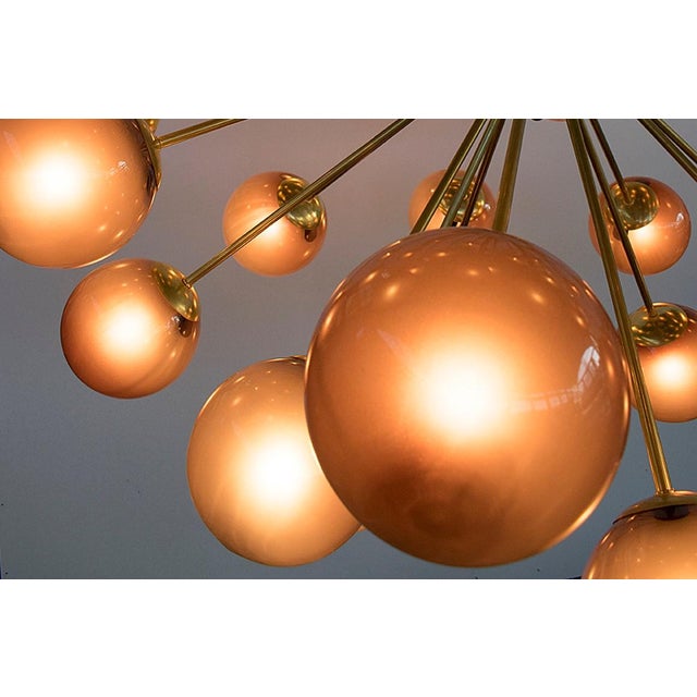 Fabio Ltd 21st Century Nova Polished Brass Frosted Amethyst Murano Sputnik Chandelier by Fabio LTD For Sale - Image 4 of 4