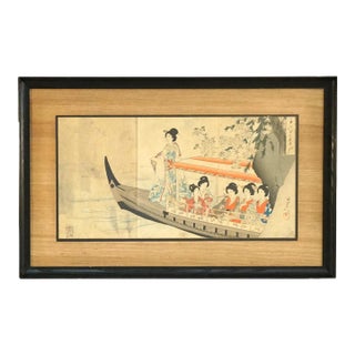 Antique Japanese Tryptic Woodblock Print C1920 For Sale