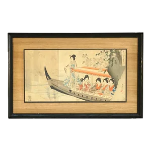 Antique Japanese Tryptic Woodblock Print C1920