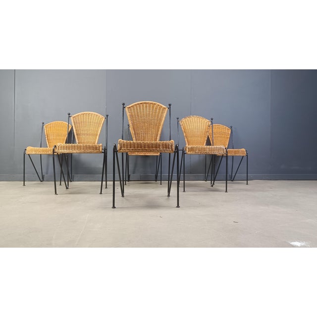 Wicker Chairs by Frederick Weinberg, 1960s, Set of 6 For Sale - Image 4 of 13