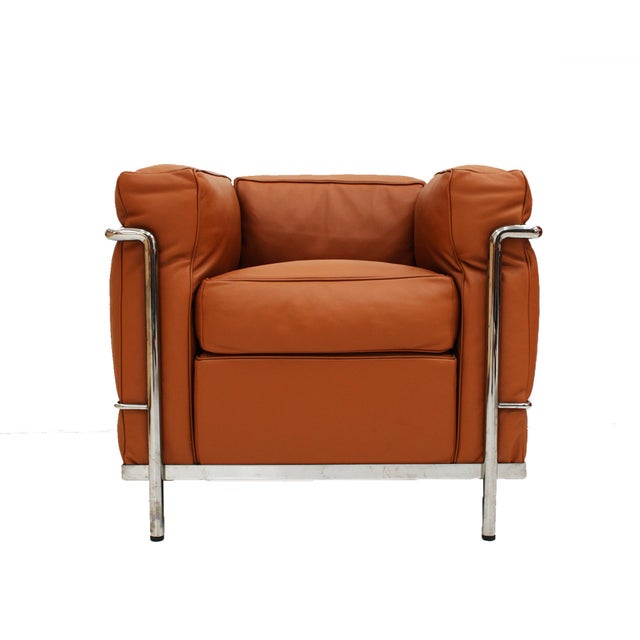 Modernist LC2 Lounge Chair in Brown Leather by Le Corbusier for Cassina, Italy, 1980 For Sale - Image 9 of 9