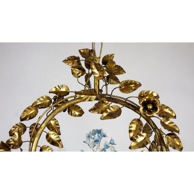Gold-Plated Metal Flowers Wall Light, 1940s For Sale - Image 11 of 18