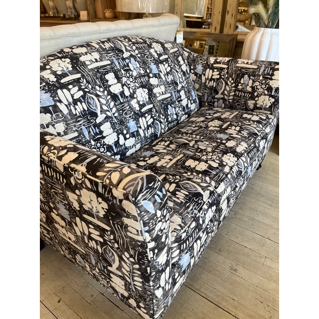 Contemporary Reupholstered Settee With Designer Fabric Chairish