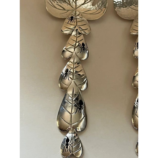 Silver 1980s Emilia Castillo Silver-Plated Serving Set With Leaf Motif and Ant Detail - Signed For Sale - Image 8 of 16