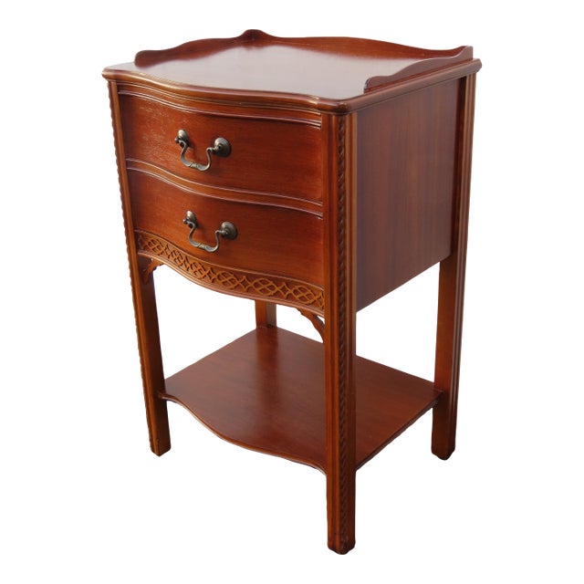 Wabash 1940s Tall Serpentine Front Mahogany Nightstand Side End Table 6458 For Sale